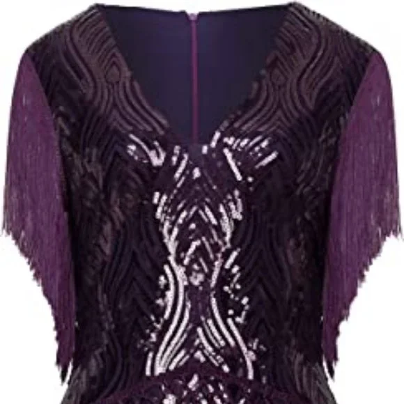 BABEYOND 1920s Flapper Long Fringed Gatsby Dress Roaring 20s Sequins Dress - Picture 4 of 4